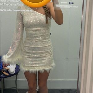 Windsor white sparkly one shoulder dress, worn once